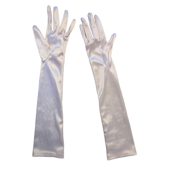 Light Pink Satin Opera Gloves Long Elbow-Length - Picture 8 of 8